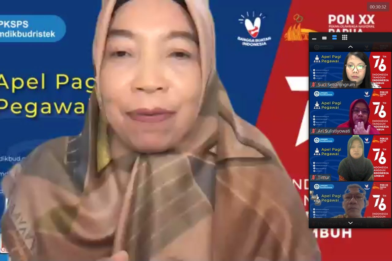 Apel Pagi Pegawai LPPKSPS Secara Virtual Yang Dilaksanakan Pada Tanggal 2 Agustus 2021